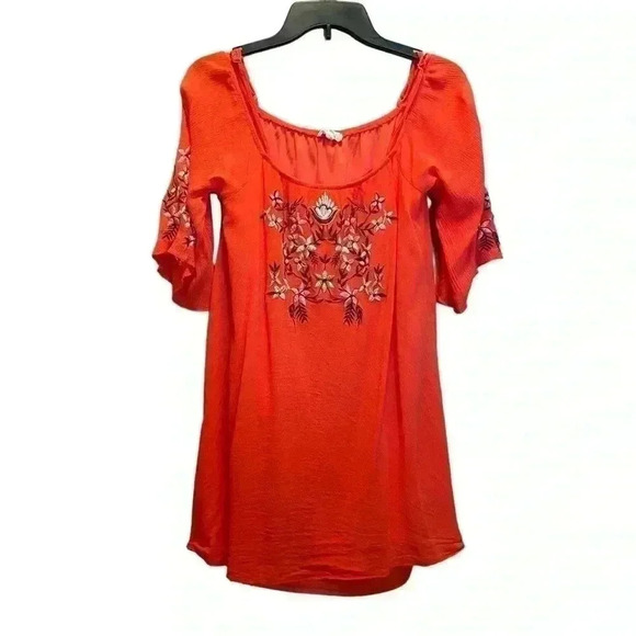 Rebellion Dresses & Skirts - Rebellion Orange Dress with Embroidery Front